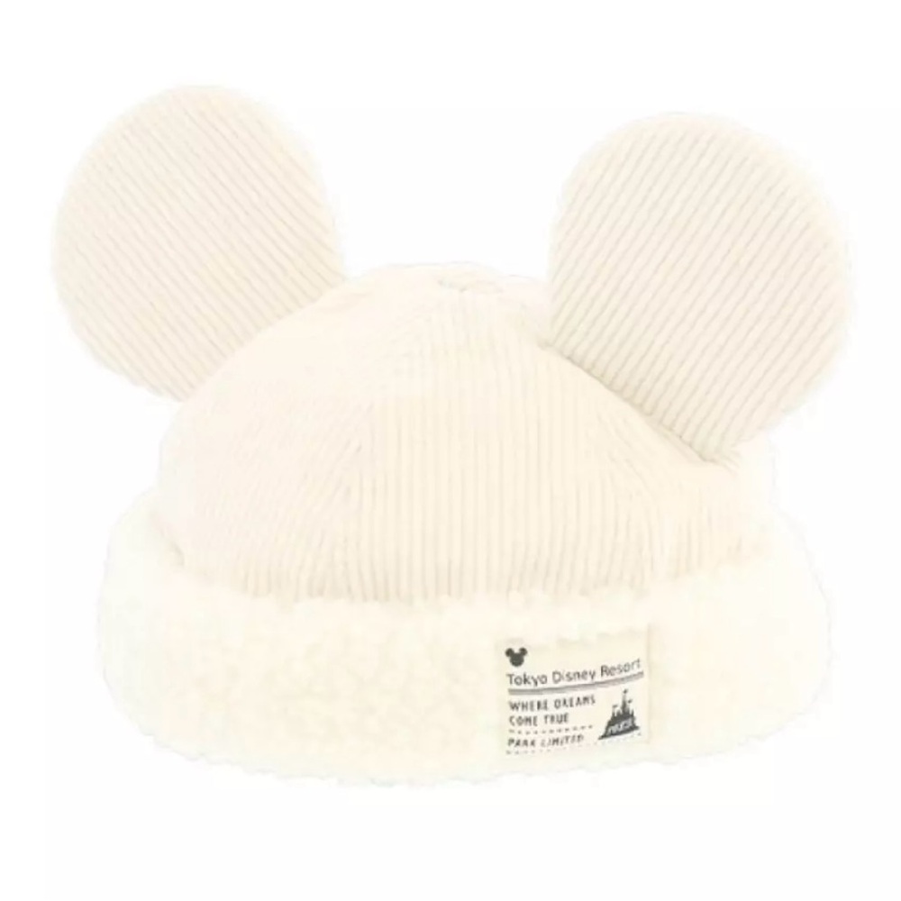Tokyo Disney Resort Corduroy Ear Cap White Fan Cap -exclusive
